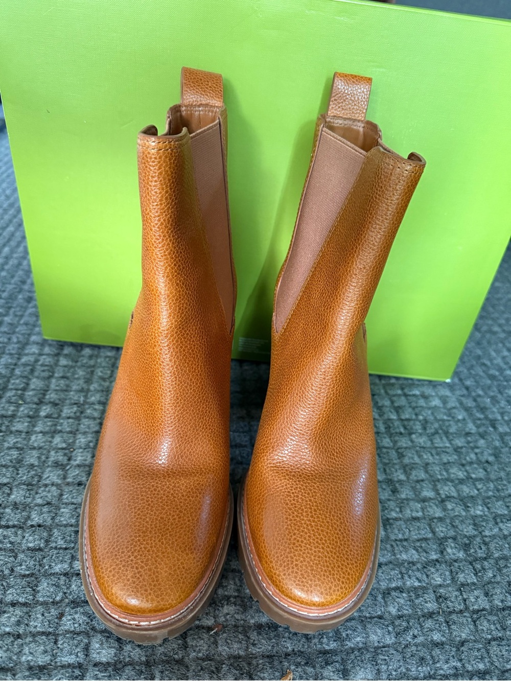 Tory Burch Chestnut Tan Leather Chelsea Block Heel Boots - Picture 10 of 12